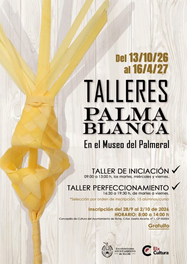 Elche busca nuevos artesanos de palma blanca con sus talleres en el Museo del Palmeral