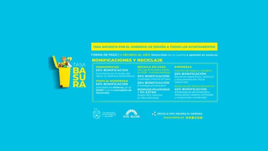 Elche aplicará bonificaciones de hasta el 50% en la tasa de basura por ...